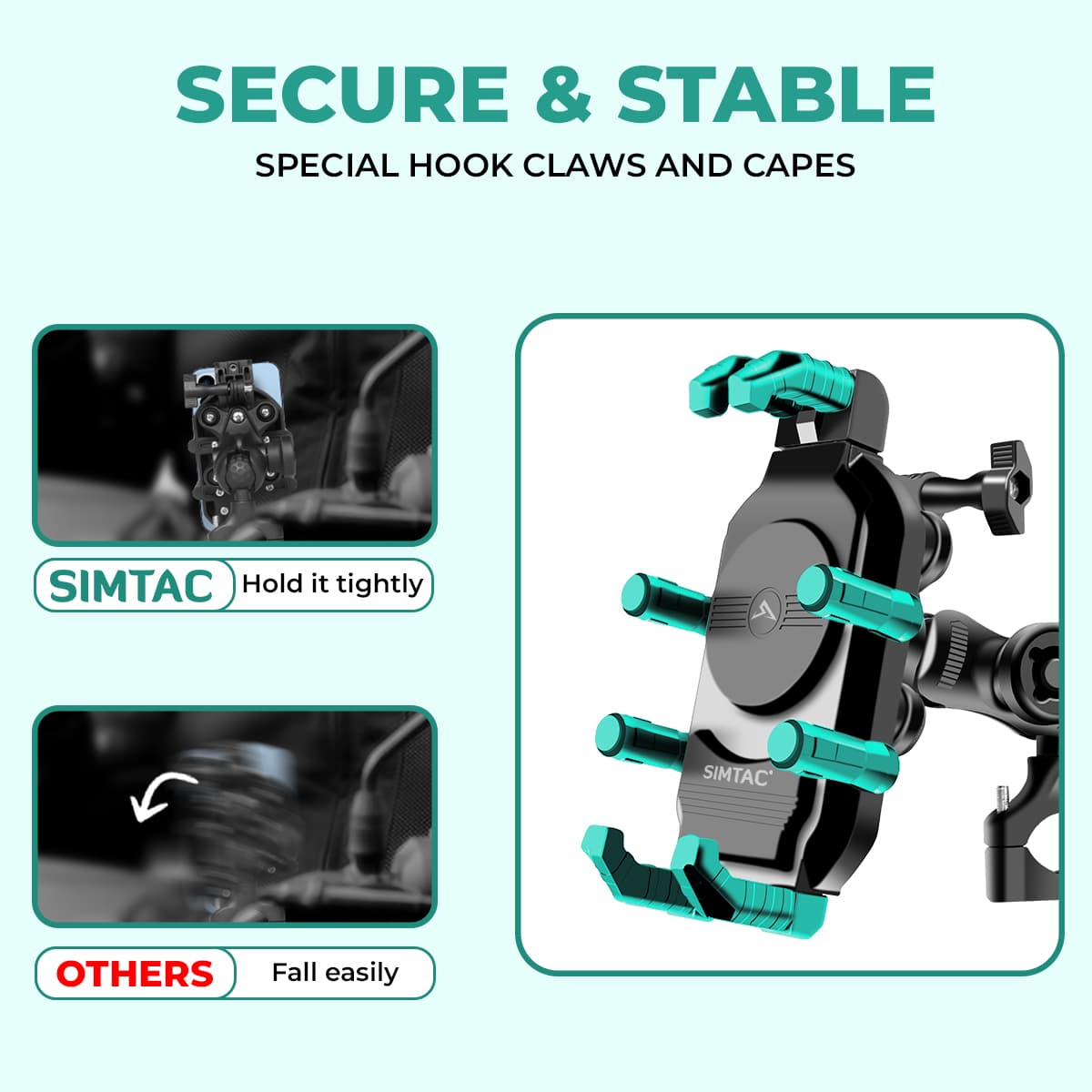 Simtac OctoGrip Pro Mobile Holder with Vibration Damper – Bike Phone Mount