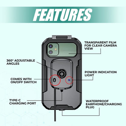 SIMTAC Mobile Holder Waterproof Wireless Charger With USB C For Bikes/ Scooters| MHWPWC-15C