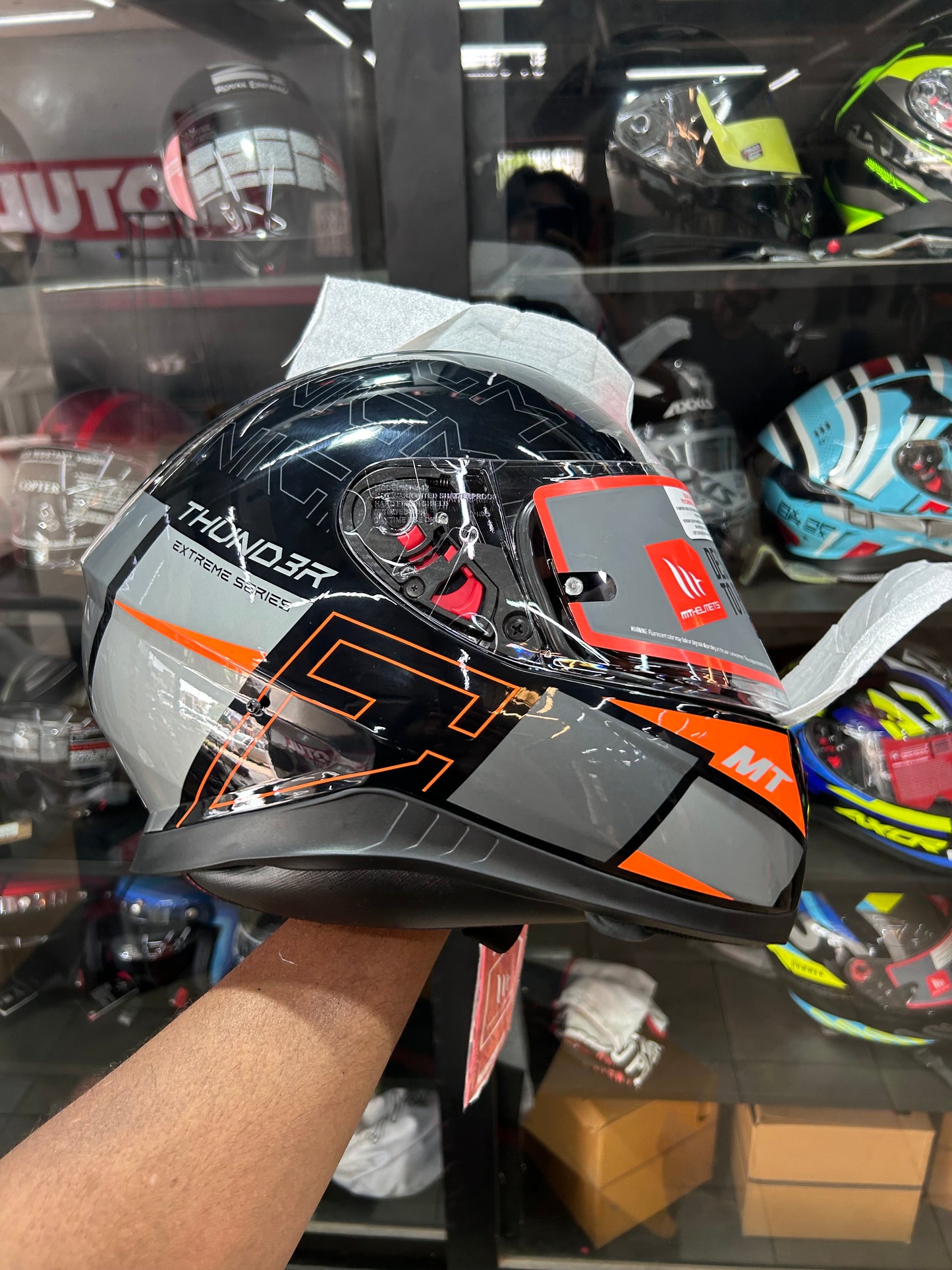 MT Thunder 3 Pro Enigma B14 Fluor Gloss Helmet – SHARP 4 Star ECE DOT ISI