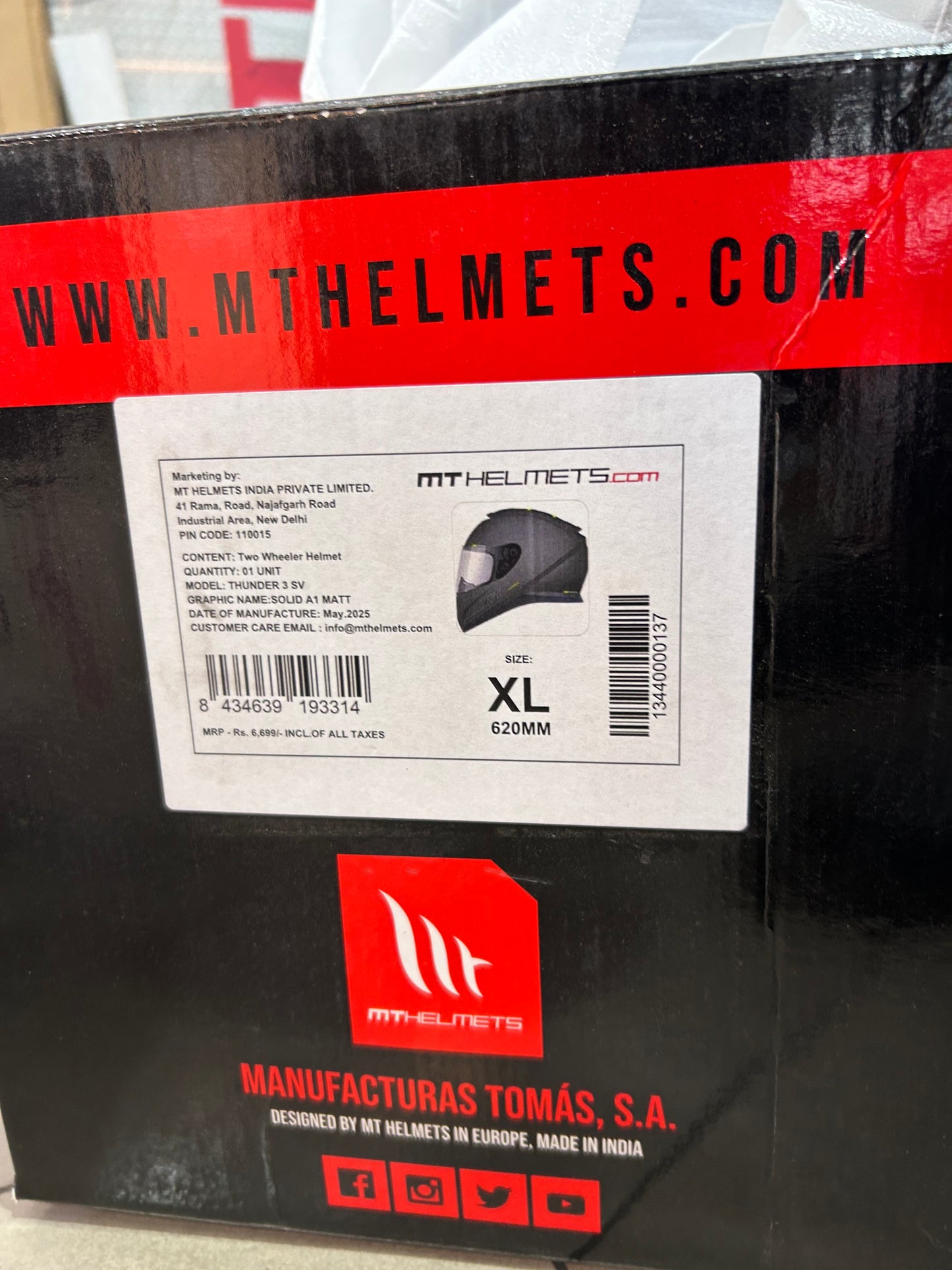 MT Thunder 3 Pro Full Face Helmet Solid A1 Matt Black – Pinlock Ready