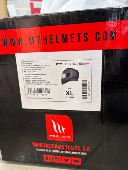 MT Thunder 3 Pro Full Face Helmet Solid A1 Matt Black – Pinlock Ready