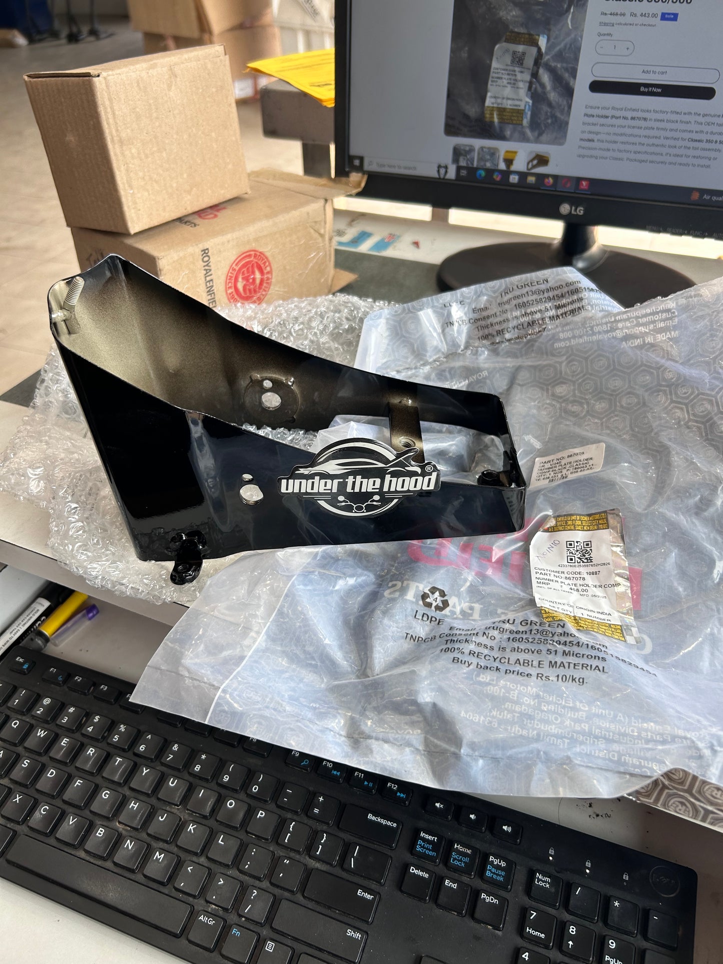 OEM RE 867078 license plate bracket for Classic 350 UCE