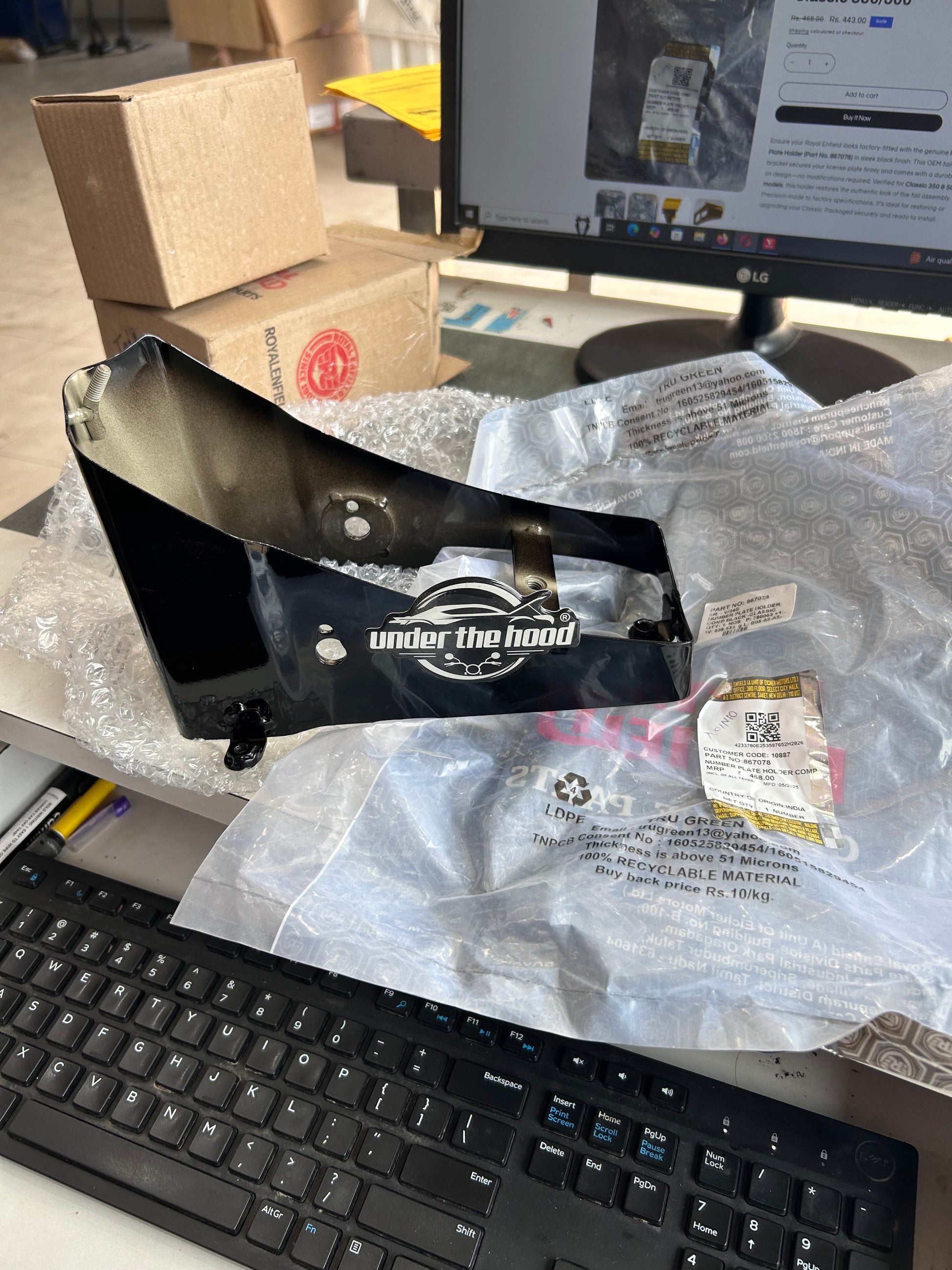 OEM RE 867078 license plate bracket for Classic 350 UCE