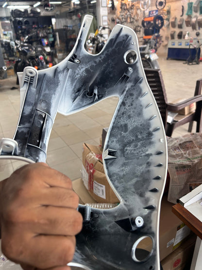 OEM TVS Jupiter headlamp housing in white Wimbledon