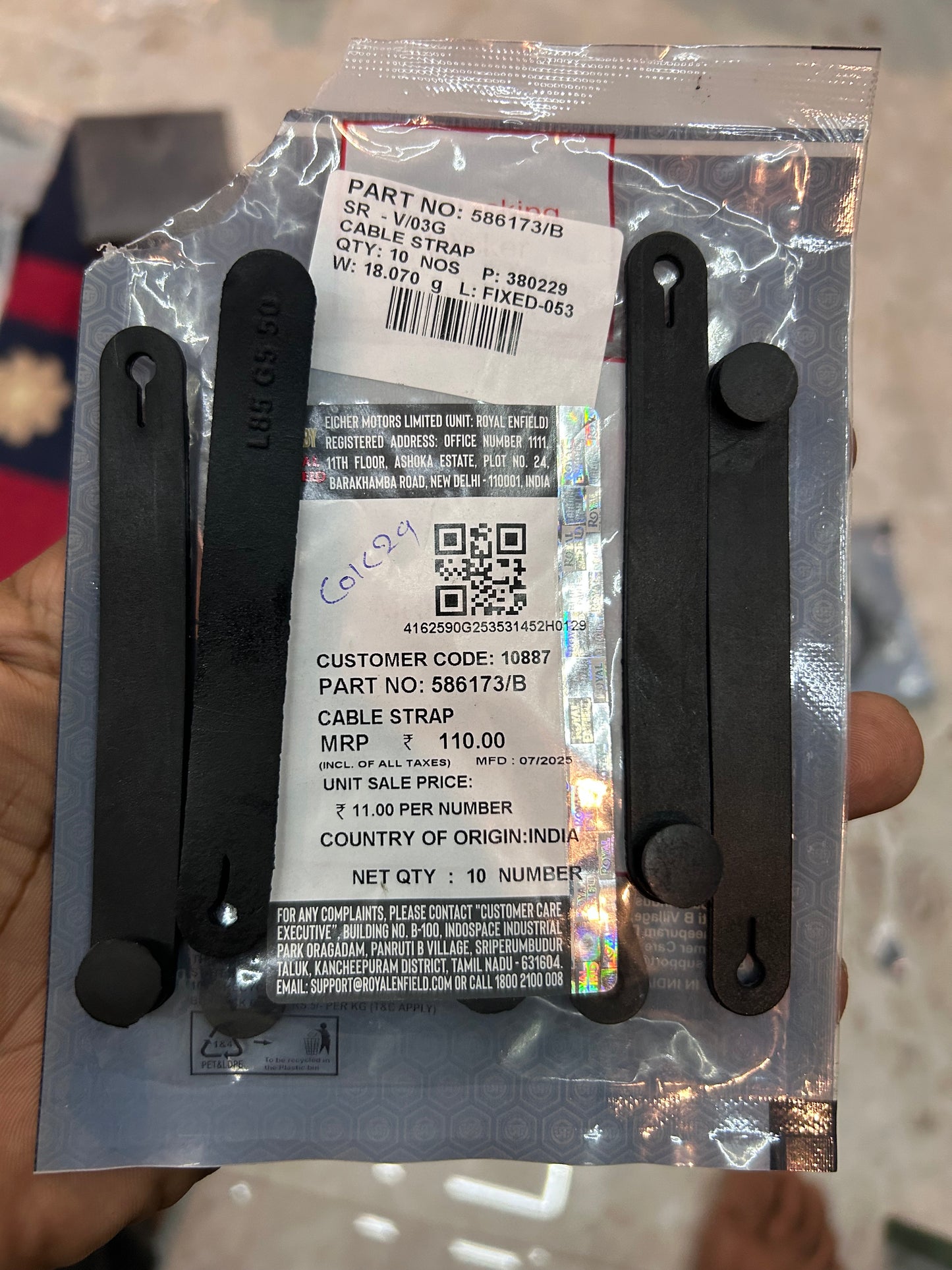 Royal Enfield 586173/B cable strap OEM harness retainer