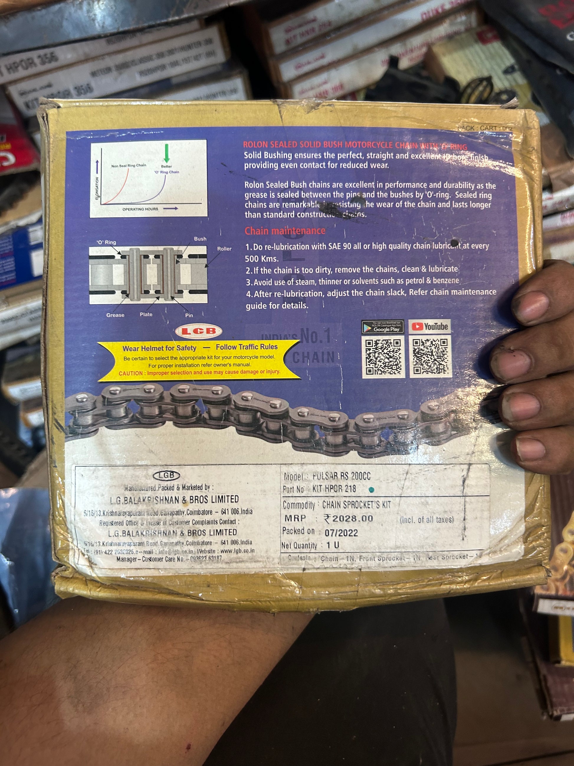 ROLON KIT HPOR 218 chain sprocket kit for Bajaj Pulsar RS200 box front