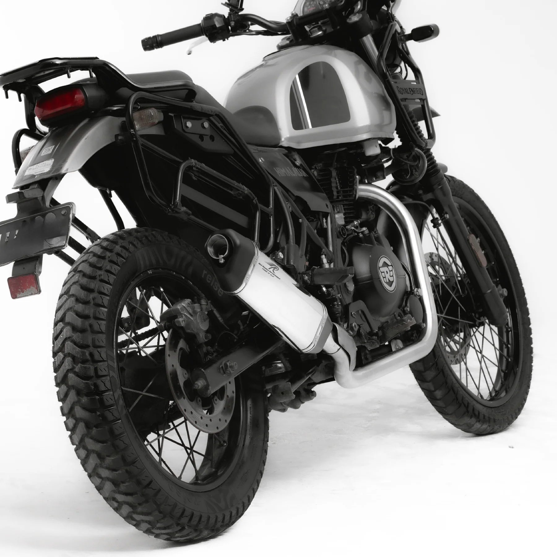 RRP Vertex Chrome Polish SS304 silencer fitted on himalayan 411