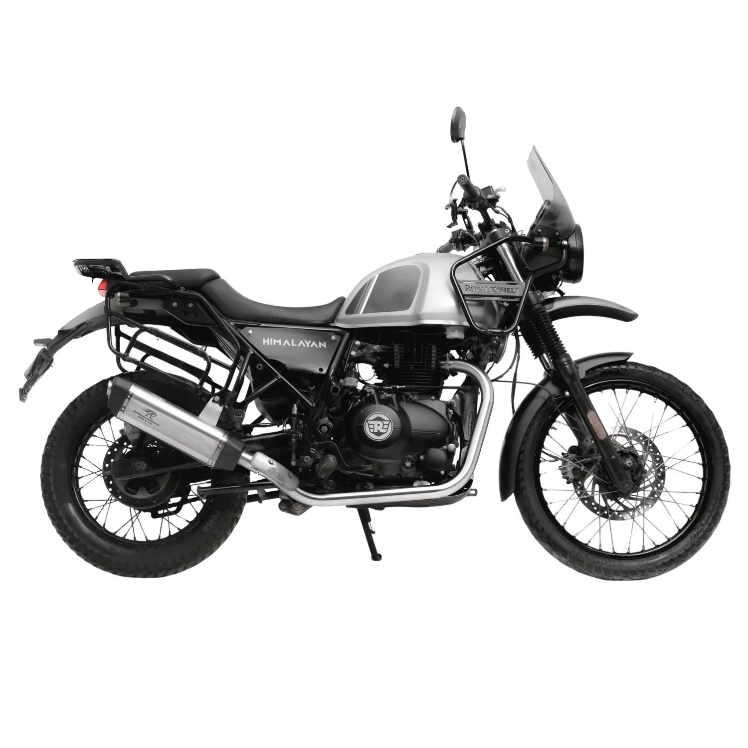 Red Rooster Vertex Matte (brushed steel) exhaust for Royal Enfield Himalayan 411 & Scram 411