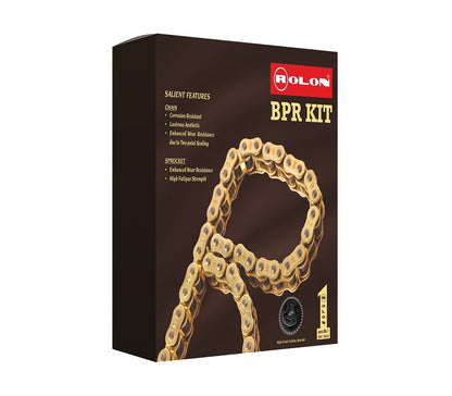 Rolon BSORC Brass Chain & Sprocket Kit for Royal Enfield Classic / Bullet 350 UCE Rear Drum – 16T/38T 100L – Kit BSORC CL270