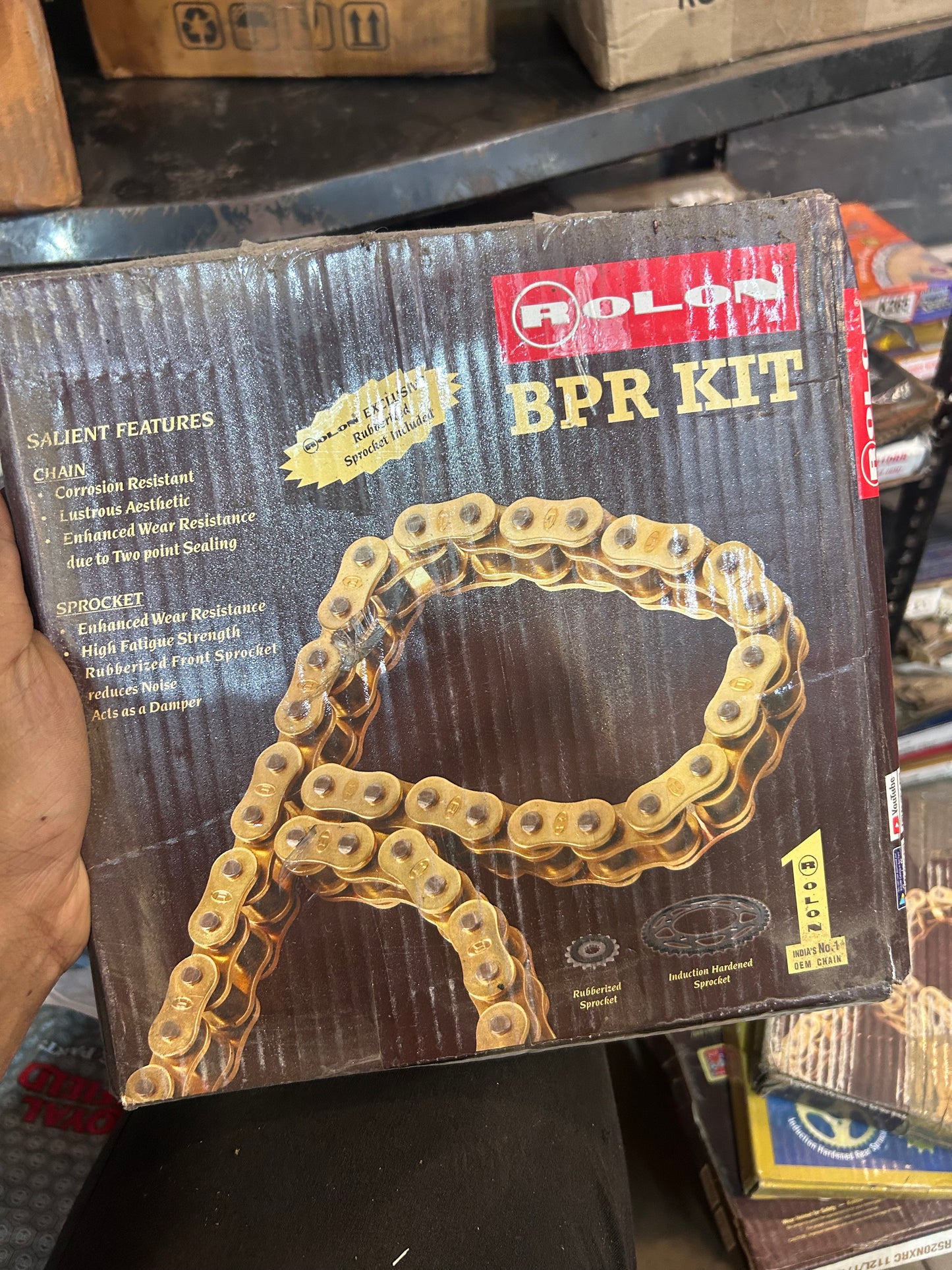 Rolon Brass Chain & Sprocket Kit BSORC CL22 for Royal Enfield 350 UCE Double Disc models