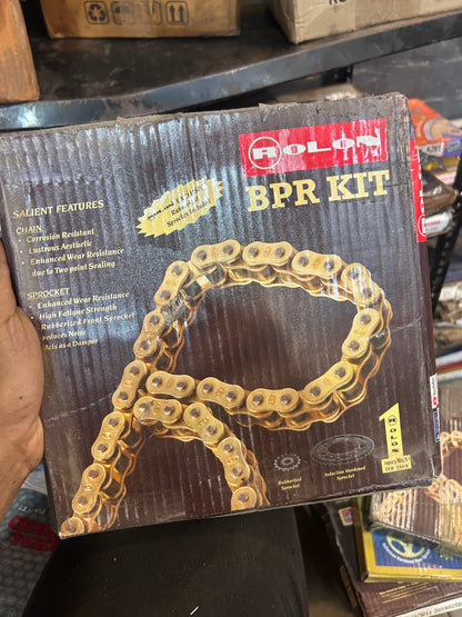 Rolon Brass Chain & Sprocket Kit BSORC CL22 for Royal Enfield 350 UCE Double Disc models