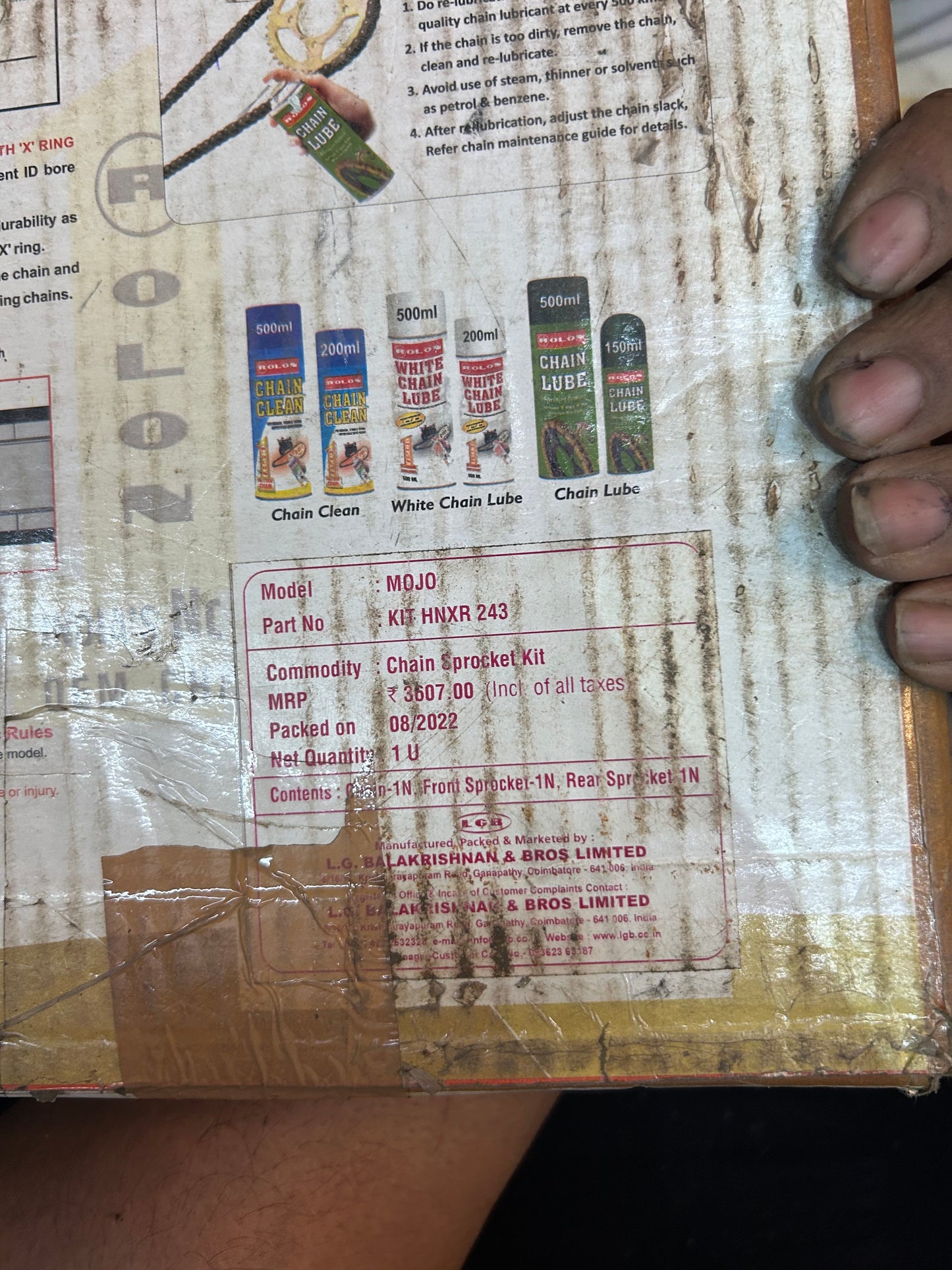 Rolon HNXR 243 chain sprocket kit for Mahindra Mojo – 13T/45T, 110L sealed chain