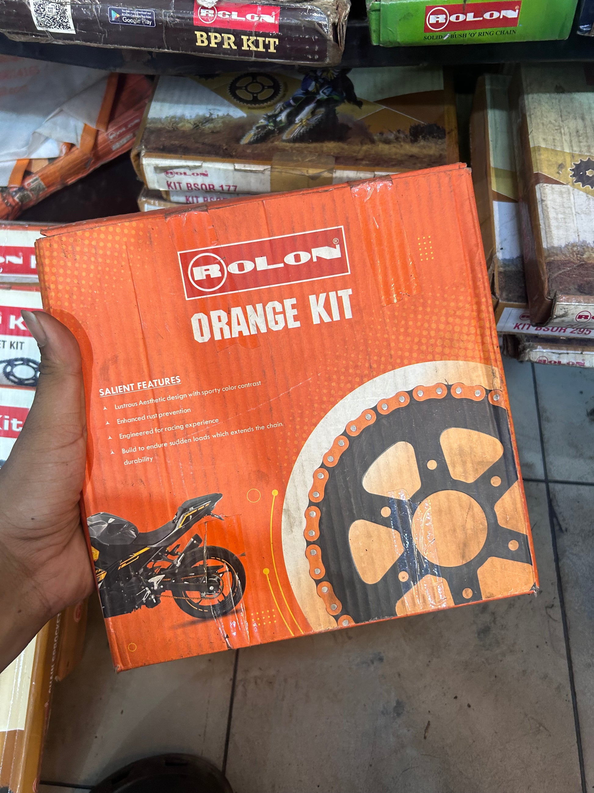 : Rolon HPXRO 379NF Orange Chain & Sprocket Kit for KTM Duke 200 / RC 200 (6-hole)