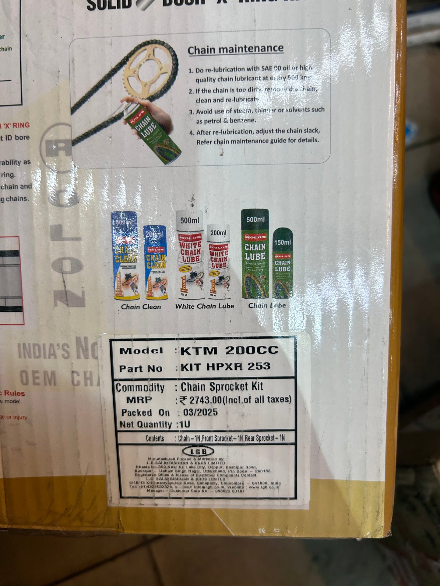 Rolon HPXR 253 X-ring sealed motorcycle chain for KTM 200cc