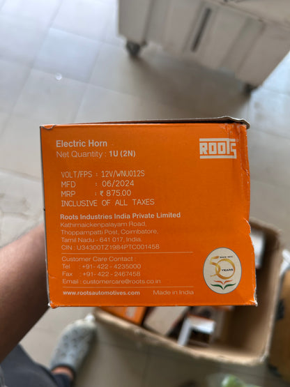 Roots Windtone Dual Horn 12V (High + Low Tone) – Compact Loud Horn Upgrade for Royal Enfield, Bikes & Cars