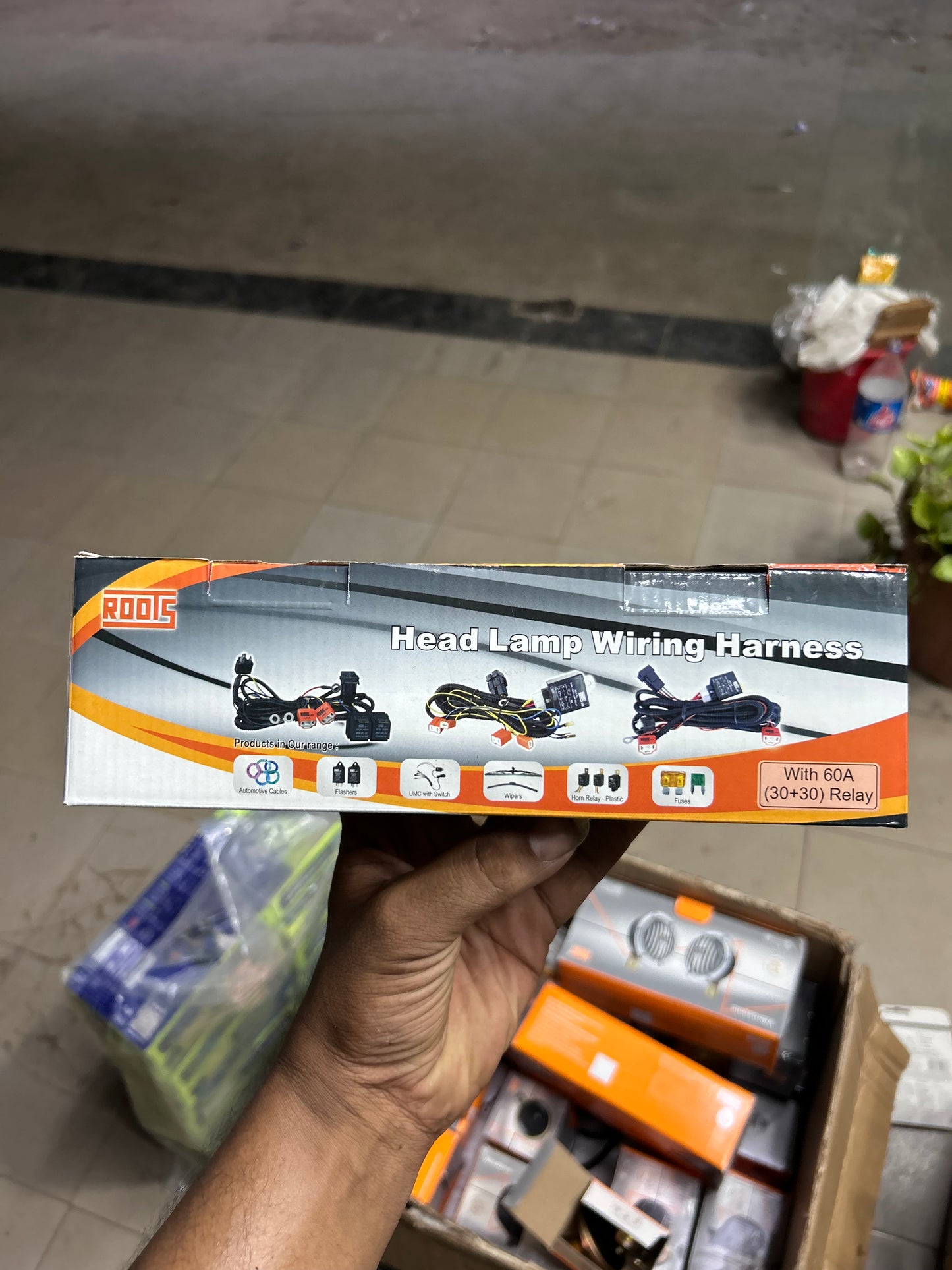 Roots dual headlamp relay wiring kit for H4 bulbs 12V with fuse