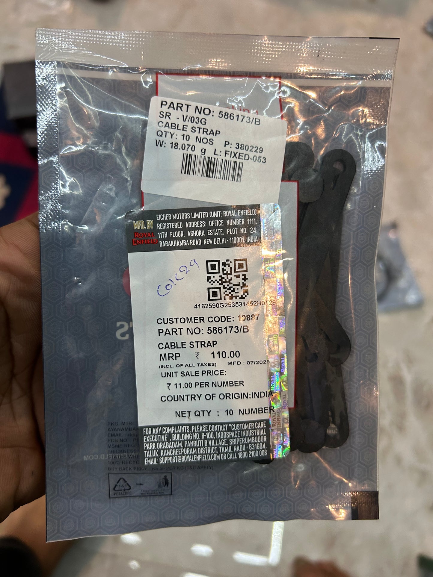 Royal Enfield 586173/B cable strap OEM harness retainer