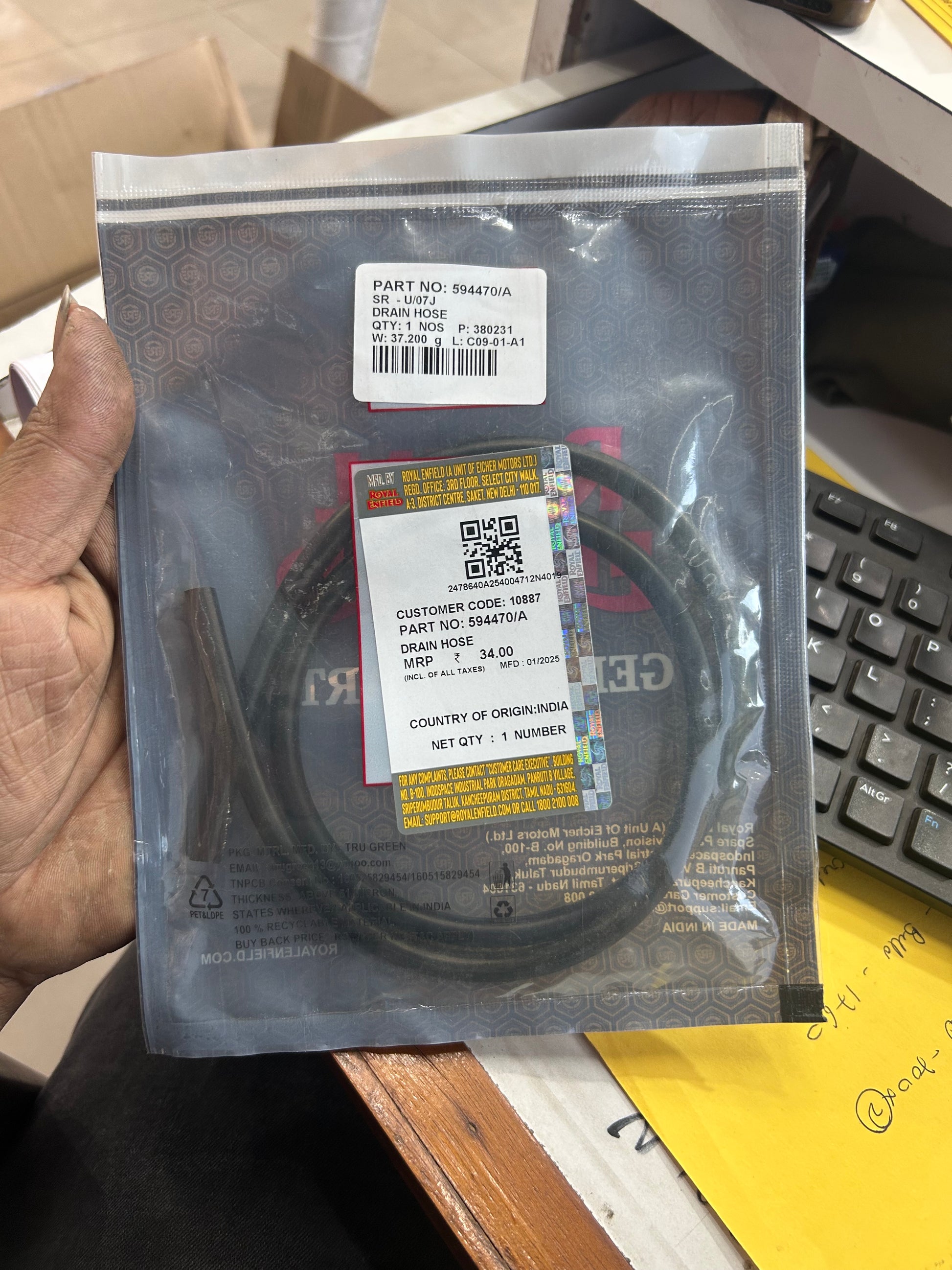 Royal Enfield 594470/A fuel tank drain hose