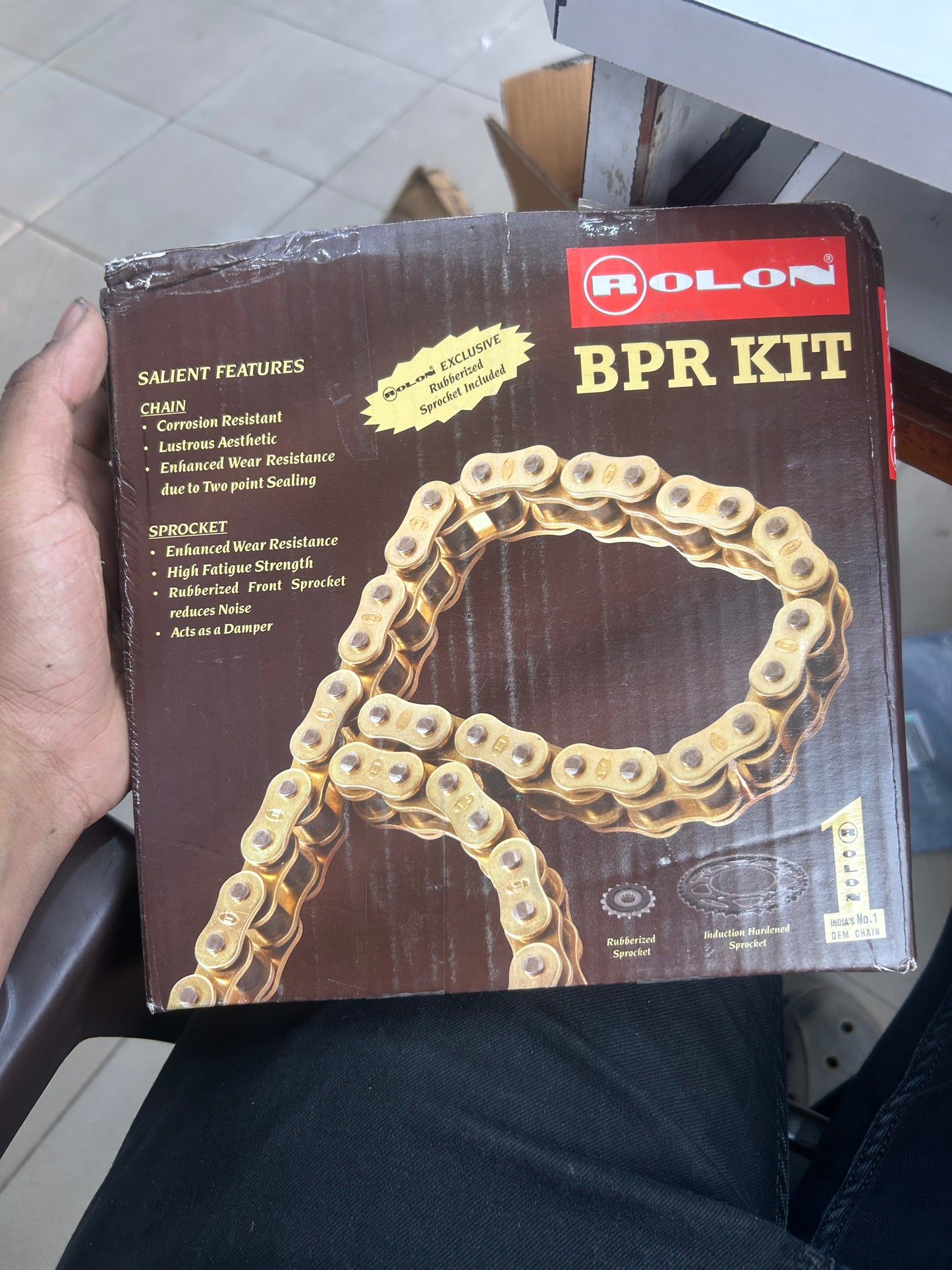 Rolon KIT HAXRC 323NF Brass Noise-Free Chain & Sprocket Kit for Royal Enfield Interceptor 650 / Continental GT 650 (15T / 38T / 100L)