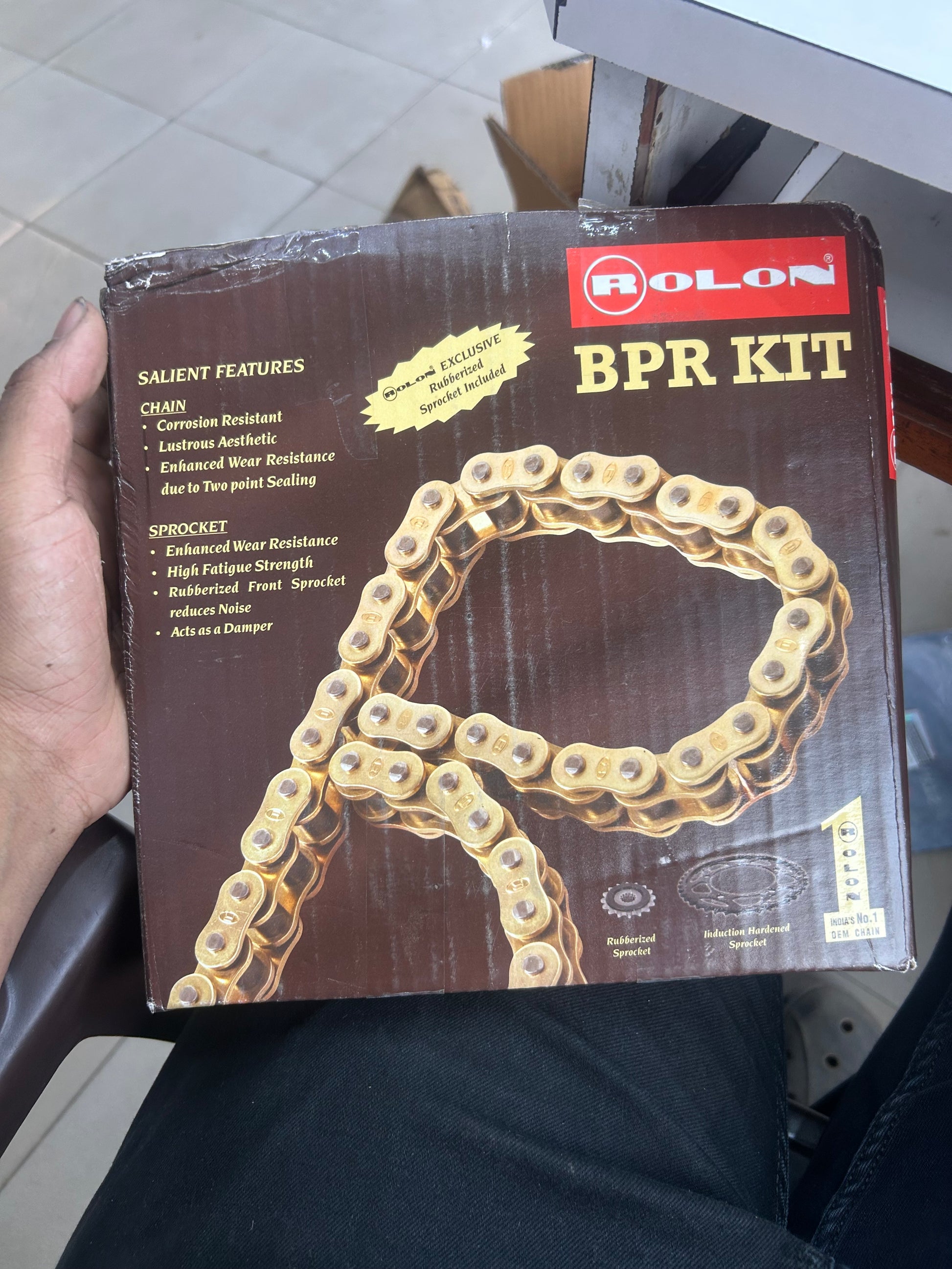 Rolon KIT HAXRC 323NF Brass Noise-Free Chain & Sprocket Kit for Royal Enfield Interceptor 650 / Continental GT 650 (15T / 38T / 100L)