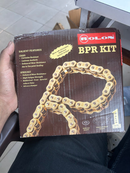 Rolon KIT HAXRC 323NF Brass Noise-Free Chain & Sprocket Kit for Royal Enfield Interceptor 650 / Continental GT 650 (15T / 38T / 100L)