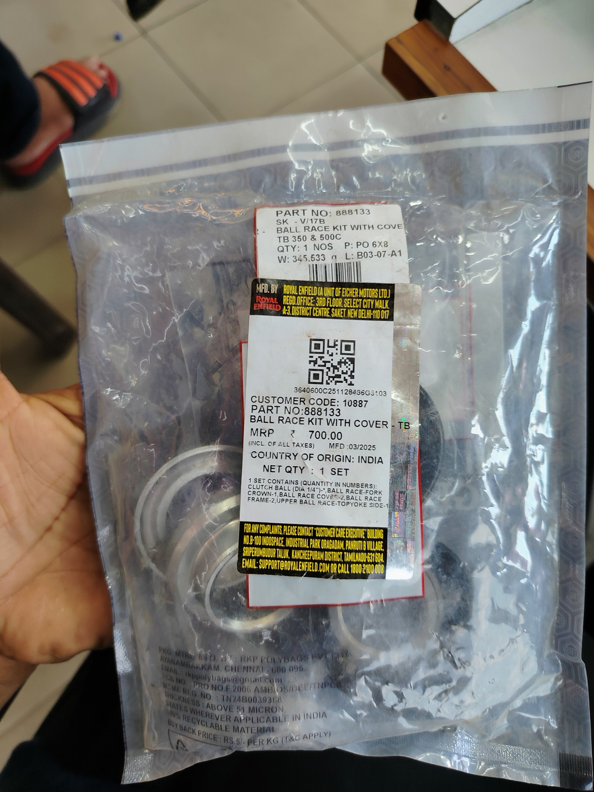 Royal Enfield 888133 Ball Race Kit with Cover for Thunderbird 350 500