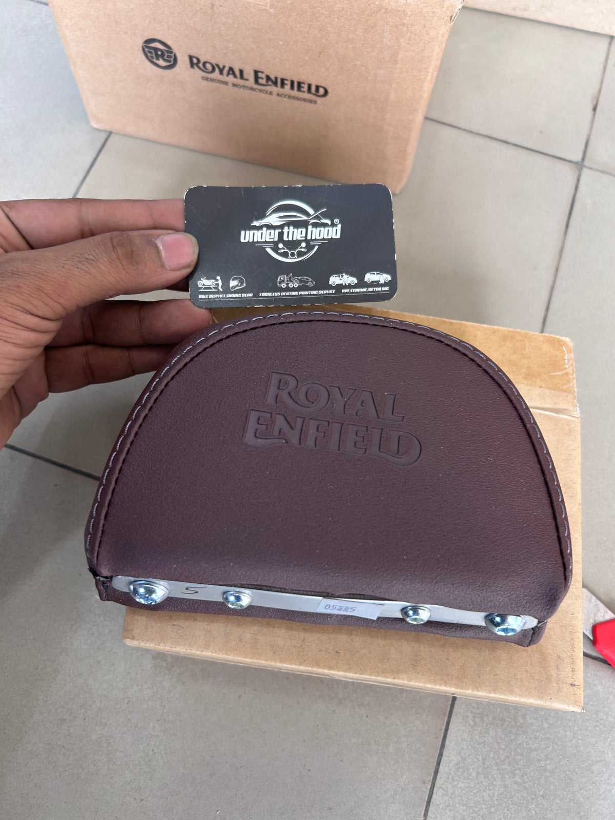 
Royal Enfield Classic 350 Brown Passenger Backrest Pad KXA00644 | Genuine OEM

