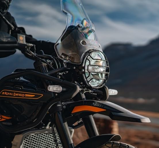 Royal Enfield KXA00444 Black Headlight Grill – Steel LED Headlight Guard for New Himalayan 450 & Guerrilla 450 (Genuine GMA Accessory)