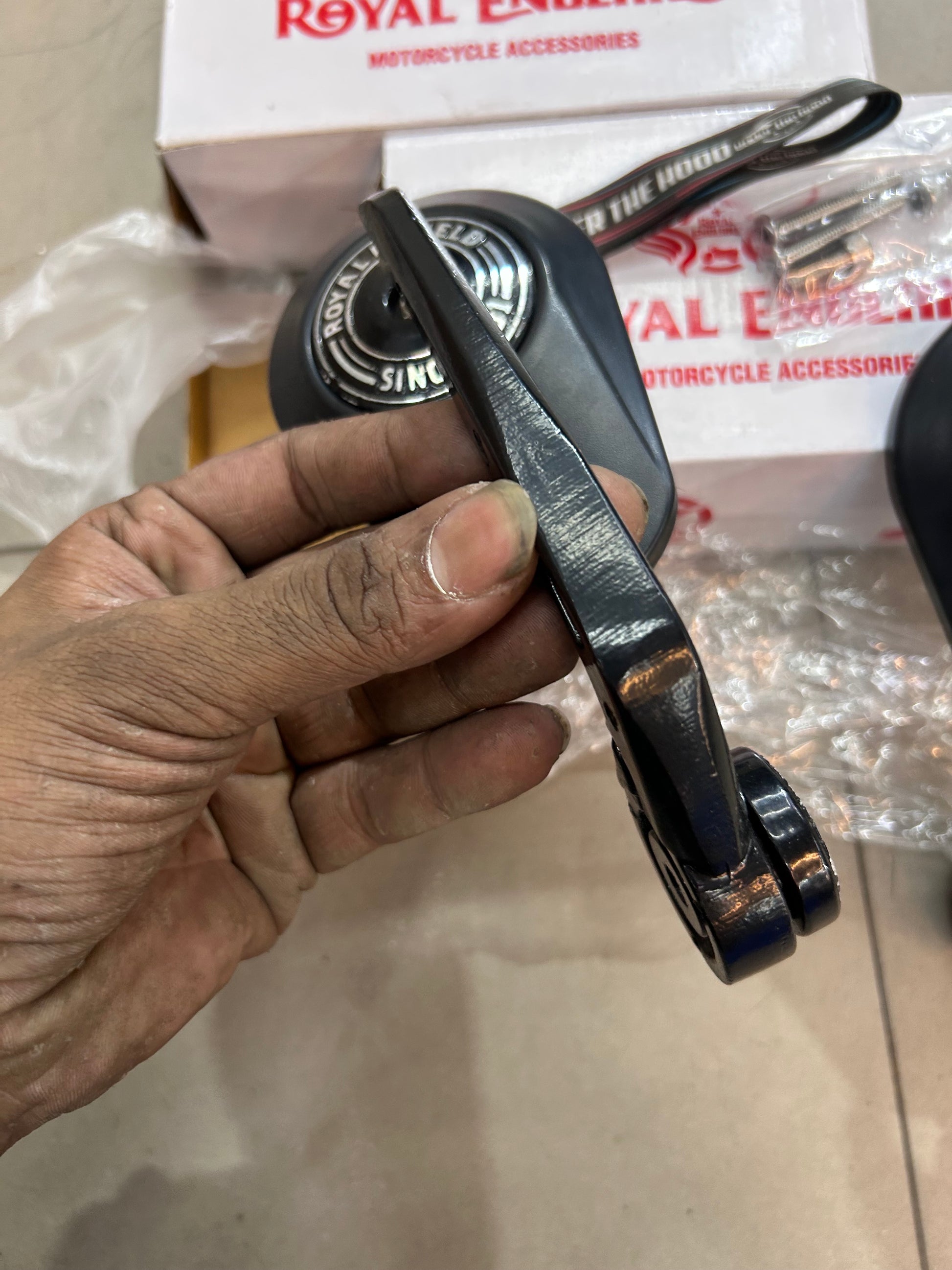 Royal Enfield Touring Style Mirrors (GMA Style Replica) – Triangular Black Mirror Pair for Classic, Bullet, Meteor, Hunter, Himalayan, Interceptor & GT 650
