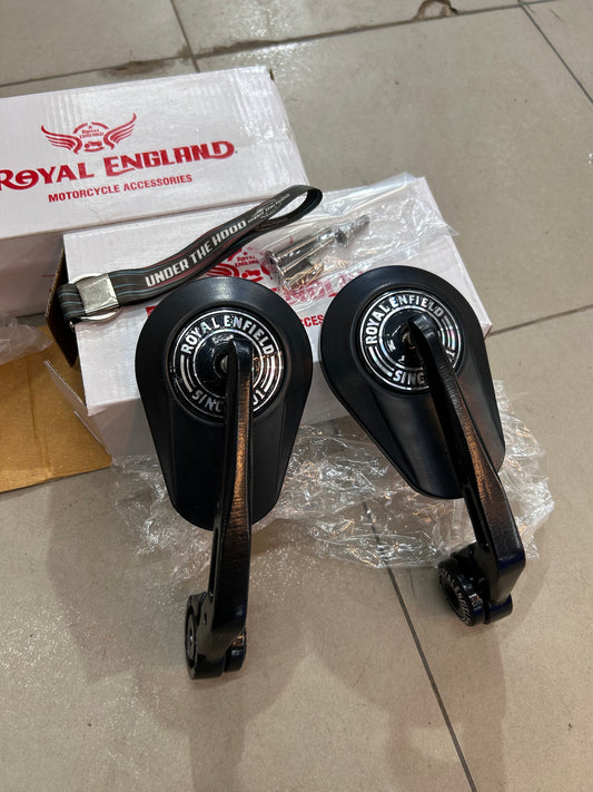 Royal Enfield Touring Style Mirrors (GMA Style Replica) – Triangular Black Mirror Pair for Classic, Bullet, Meteor, Hunter, Himalayan, Interceptor & GT 650