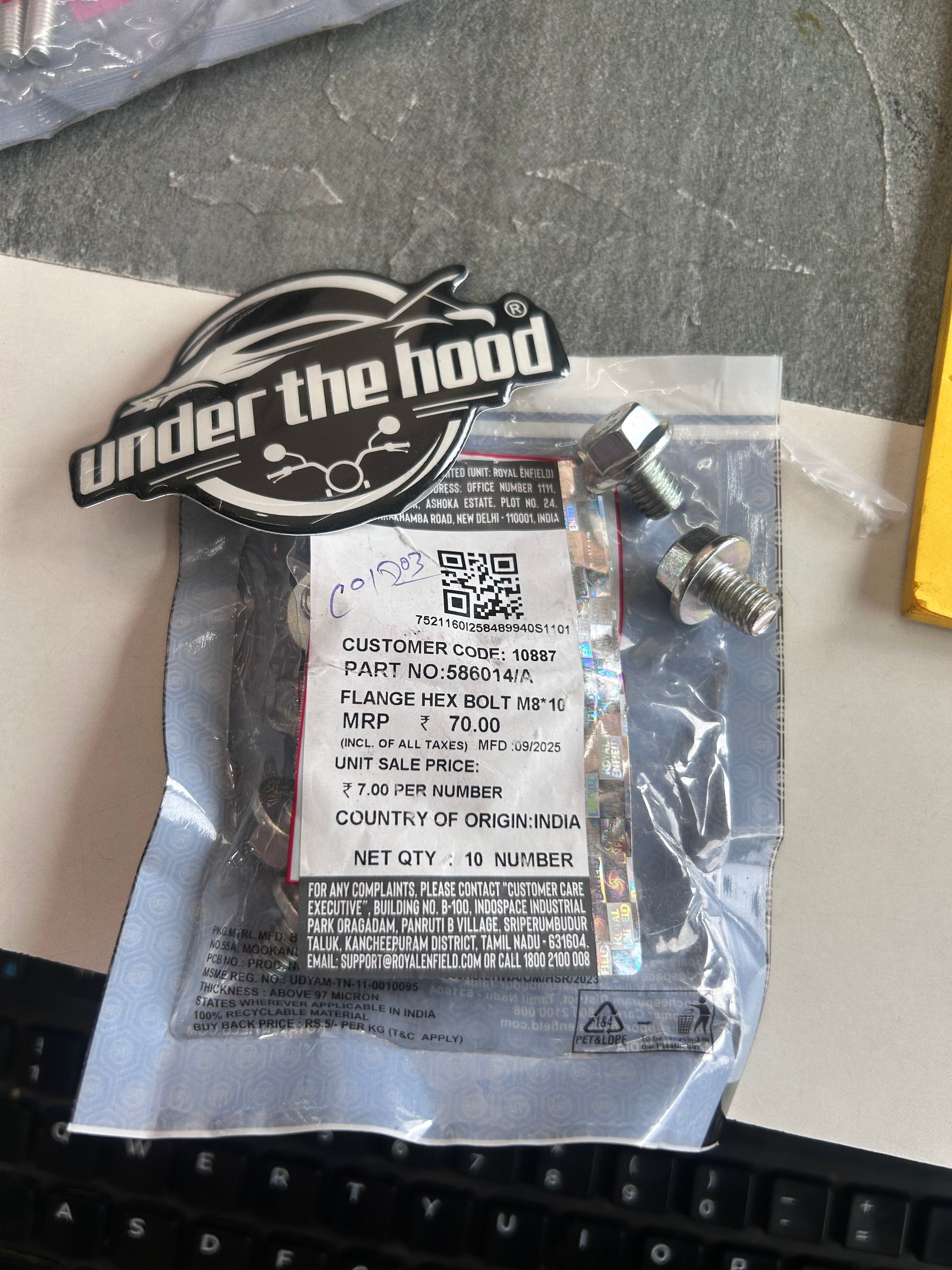 RE bolt 586014A for Classic and Bullet 350/500 frame & exhaust