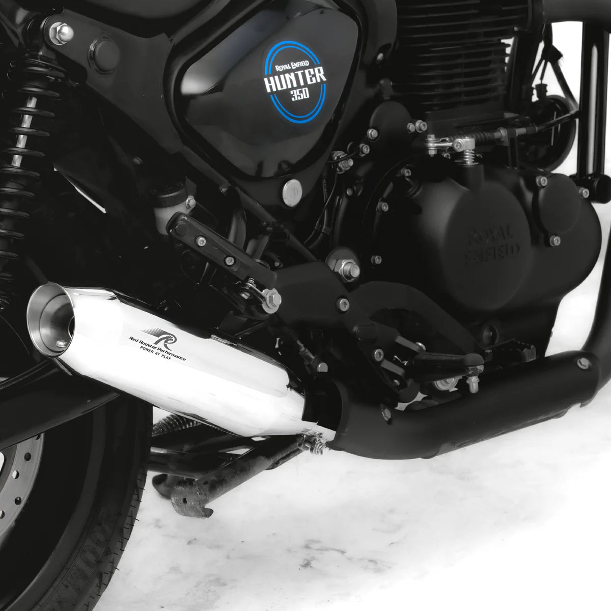 Red Rooster Rumbler Max Polish Exhaust for Royal Enfield Hunter / Meteor / Classic 350 Reborn