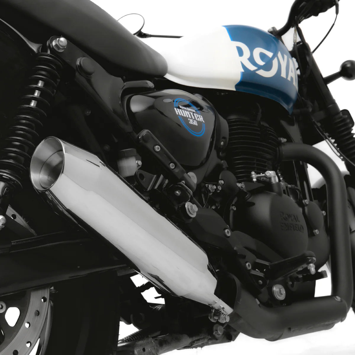 Red Rooster Rumbler Max Polish Exhaust for Royal Enfield Hunter / Meteor / Classic 350 Reborn