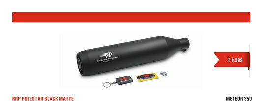 Red Rooster Performance Polestar Exhaust for Royal Enfield Meteor 350 & Classic 350 Reborn – Black Matte / Polish