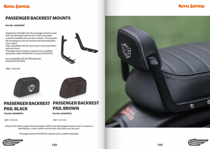 KXA00151 Royal Enfield Black Passenger Backrest Mounts (Pillion Backrest Arms) for All-New Bullet 350 (J-Series) | Genuine GMA