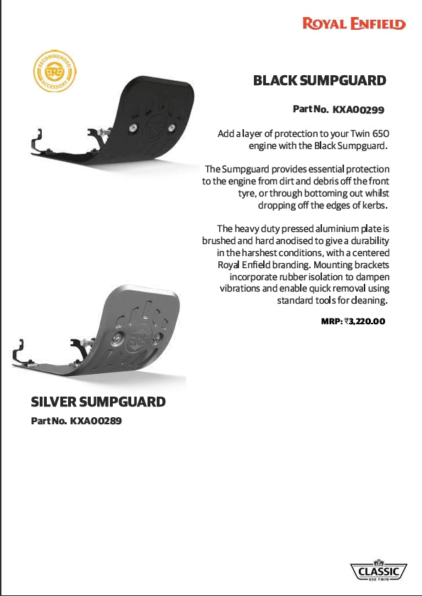 Royal Enfield Black Sumpguard KXA00299 — OEM Engine Under-guard for Super Meteor 650 / Shotgun 650 / Classic 650