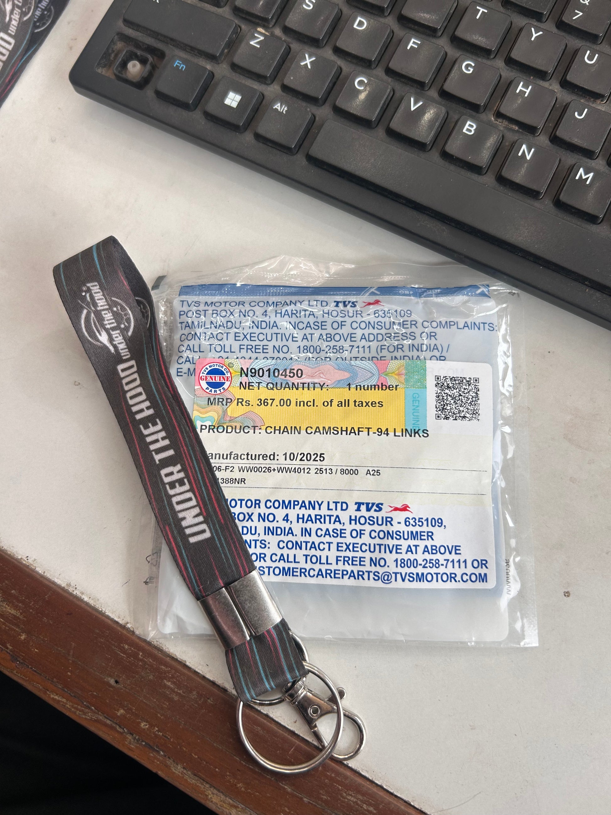 TVS N9010450 camshaft drive timing chain (94 links) for Ntorq 125 & Raider 125 3V engines.