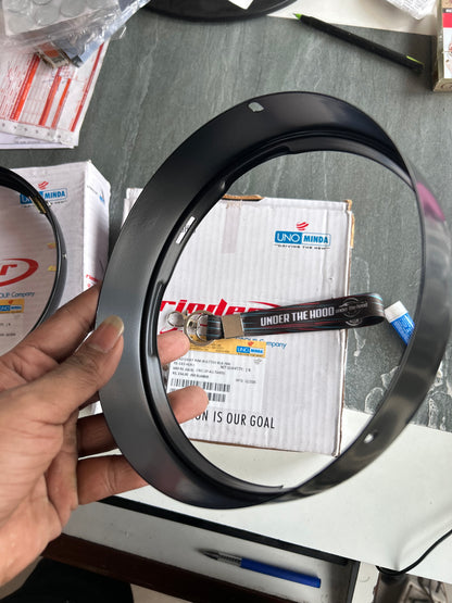 Uno Minda Headlight Rim Set (Inner + Outer) Black for Royal Enfield Classic 350 UCE – RE-143-HLR-I + RE-143-HLR-O (7" Headlamp Ring/Bezel)