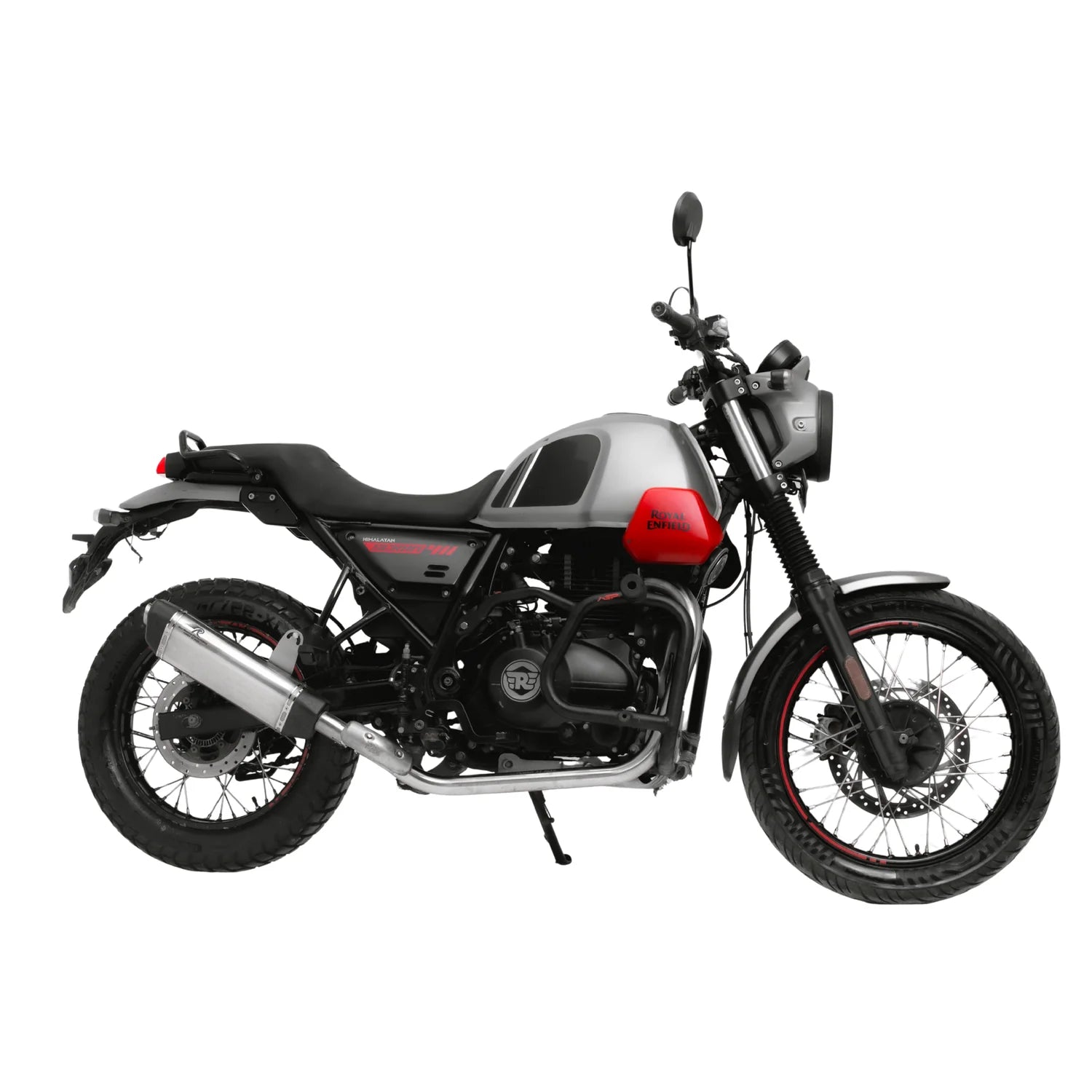 Red Rooster Vertex Matte brushed steel exhaust for Royal Enfield Himalayan 411