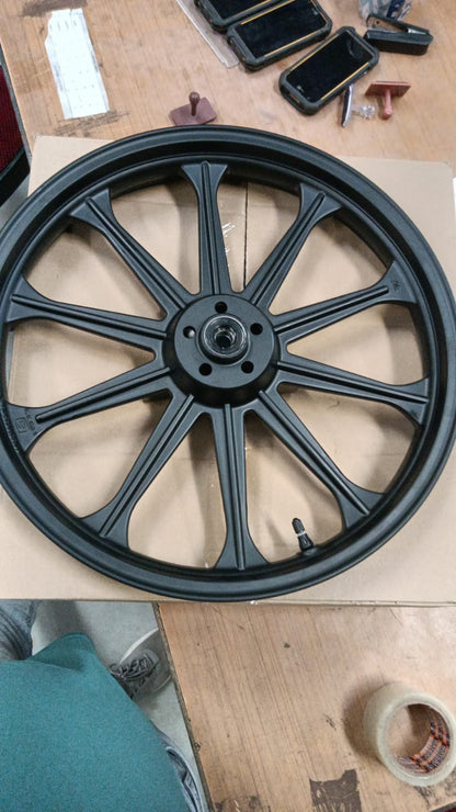 Royal Enfield Alloy Wheel Set (Front RAJ00447/A + Rear RAT00463/A) – OEM Black Alloy Wheels with Bearings & Valve for Classic 350 Reborn & New Bullet 350 (Spoke to Alloy Upgrade)