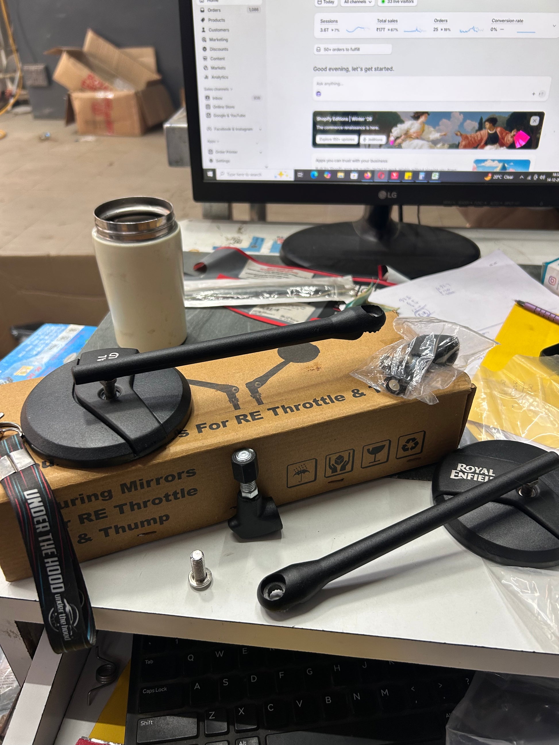 black touring mirrors pair for Interceptor 650 and Continental GT 650