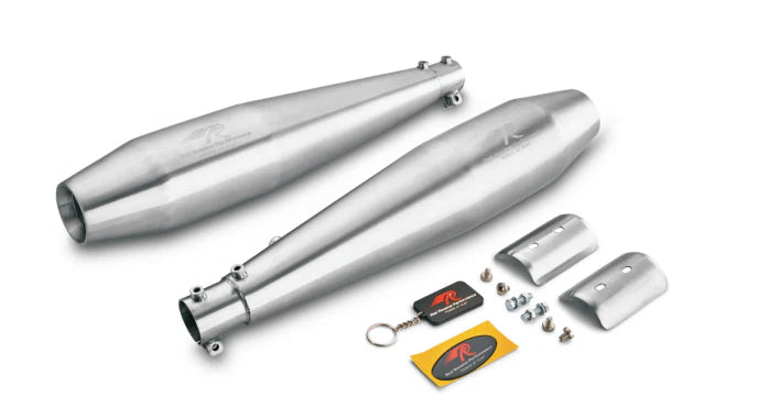 Matte Silver Red Rooster Stellar Exhaust for Continental GT 650