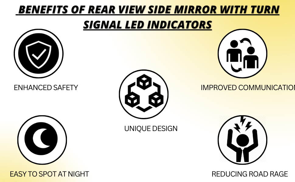 ZX6R MIRROR FOR R15 Rear View Side Mirror With Turn Signal Led Indicators Motorcycle Side Rearview Mirrors Adjustable Compatible With R15-V3, V4 Kawasaki Ninja, Zx-10R Bikes, Pack Of 1