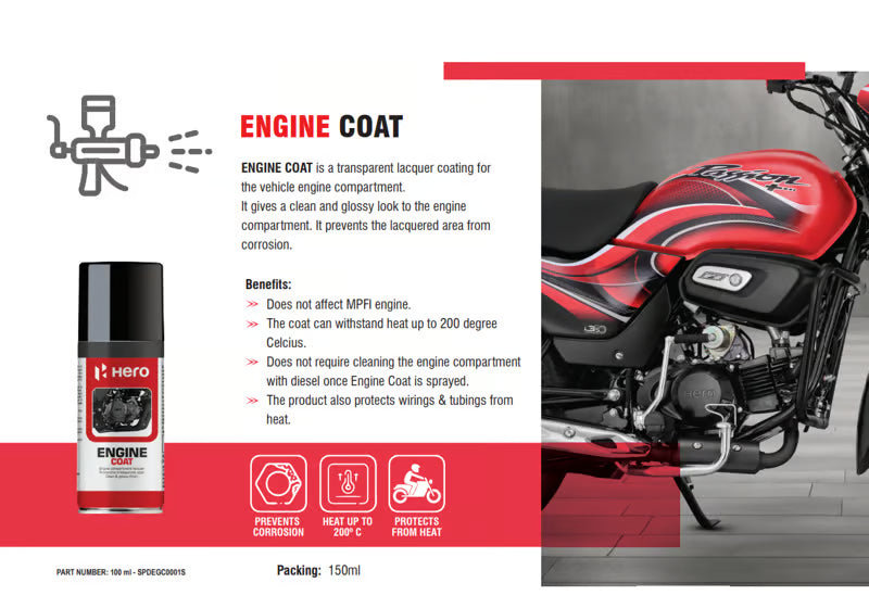 Hero genuine bike care engine coat for clean glossy engine look