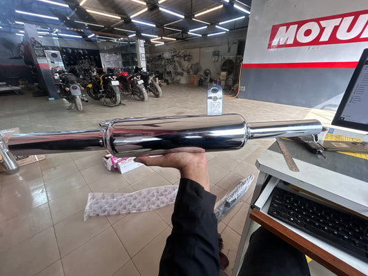 HK Indori without plate chrome exhaust silencer for Royal Enfield Classic 350 UCE