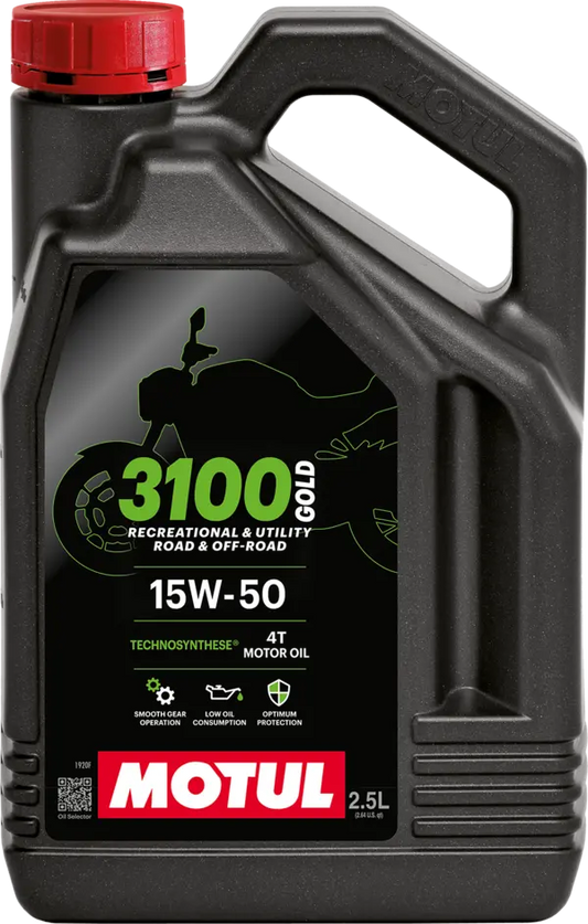 Motul 3100 Gold 4T 15W-50 Engine Oil 2.5L – API SN, JASO MA2 | Royal Enfield Bullet/Classic/Thunderbird UCE