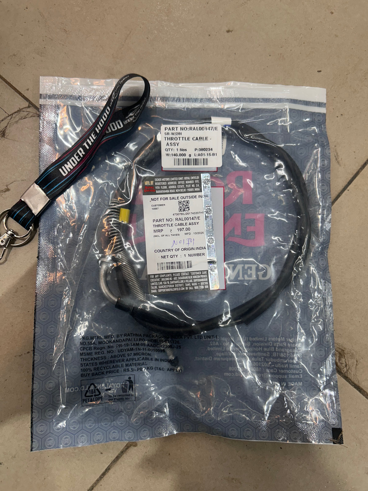 Royal Enfield Hunter 350 Throttle / Accelerator Cable RAL00147/E