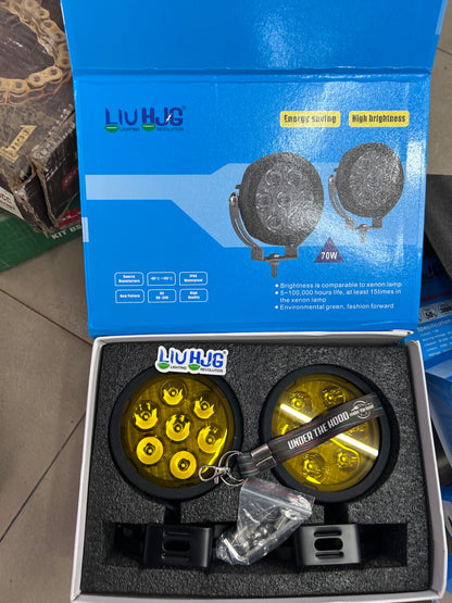 LIU HJG 70W 7 LED yellow fog lights pair with box
