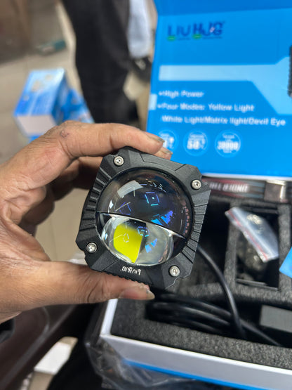 LIU HJG HXK-P108 Guerrilla/Gorilla projector fog light with 4 modes: Yellow/White/Matrix/Devil Eye. Universal fit (install needed).