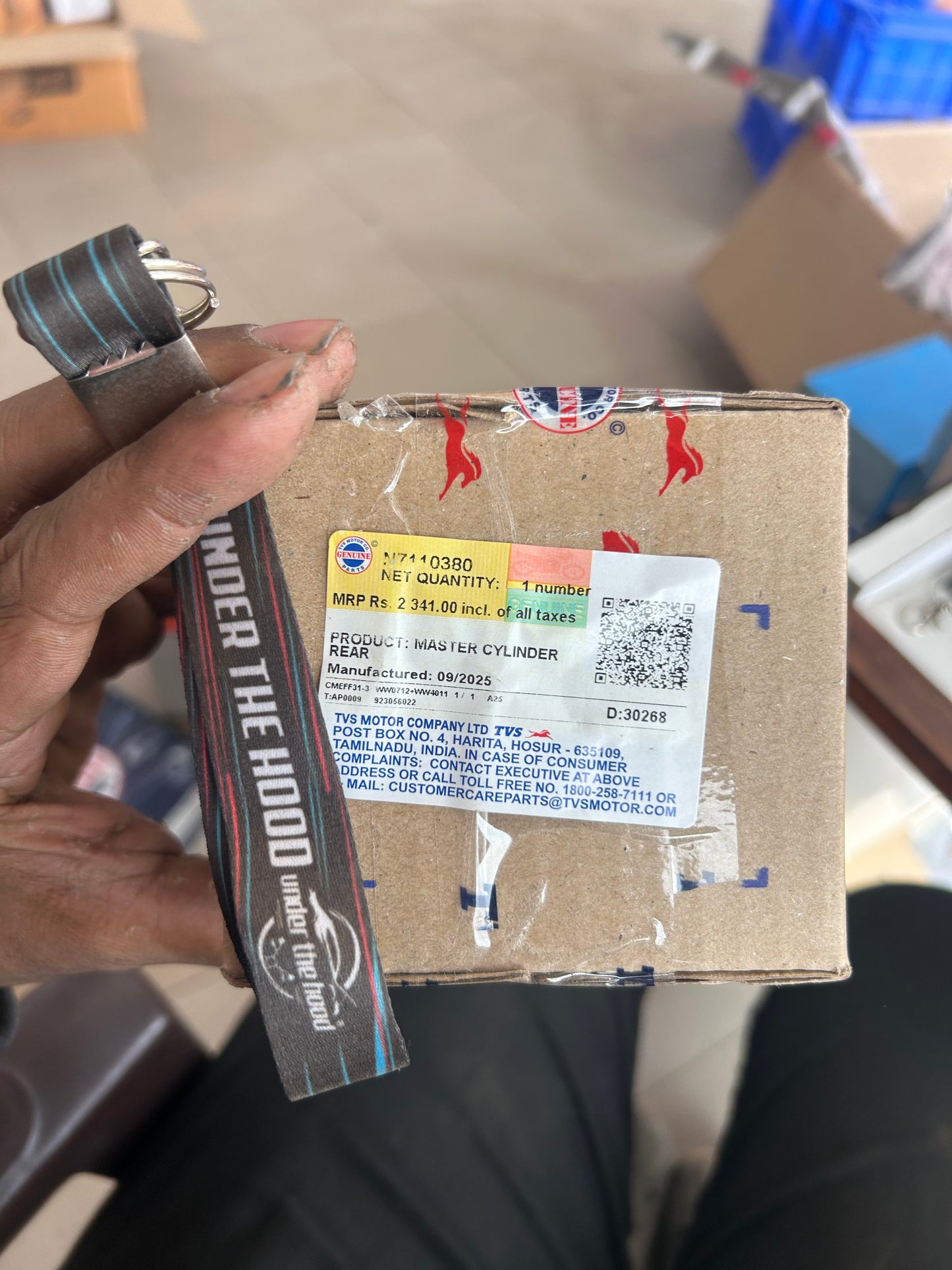 original TVS Apache 310 rear master cylinder N7110380 close up